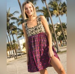 Natural Life Tricia Mini Sleeveless Dress Floral Print  Size Large